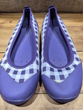 Muck Women's Purple Plaid Slip-On Ballet Flats Size 7